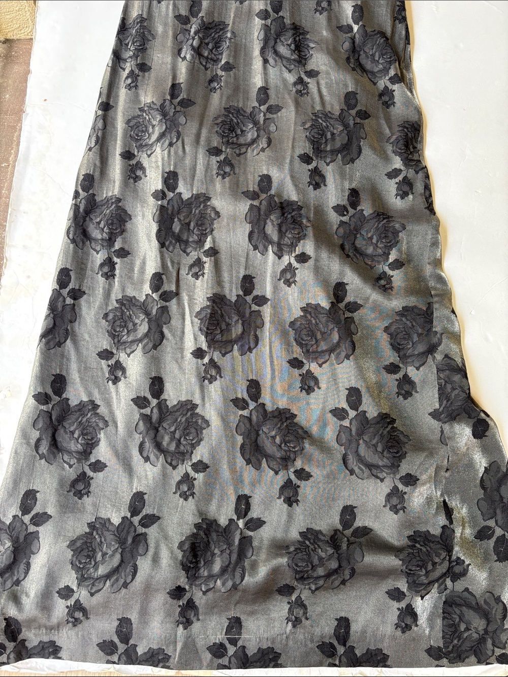 Vintage 90’s Cowl Neck Formal Evening Maxi Dress 4 Floral Rose Burnout Y2K Long - Picture 9 of 17